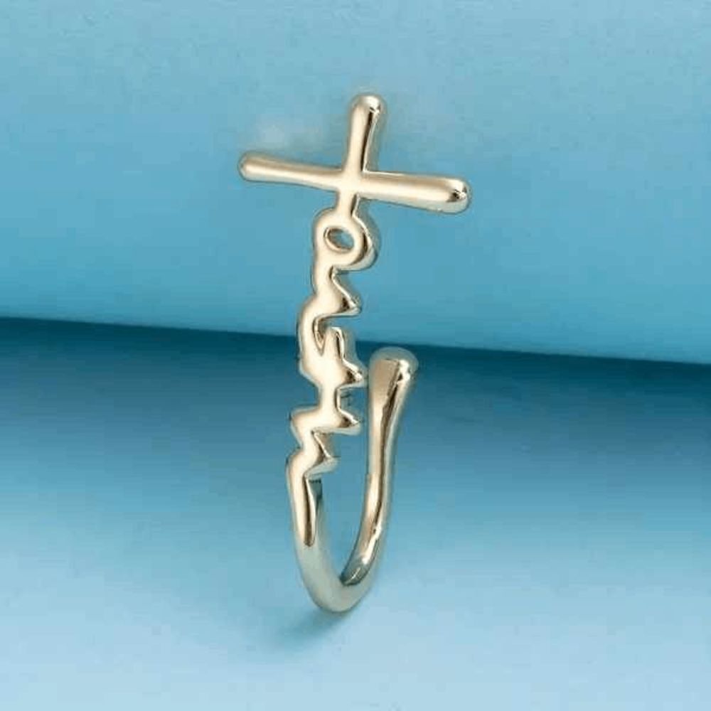 Faith Cross Gold Plated Nose Cuff/Ring